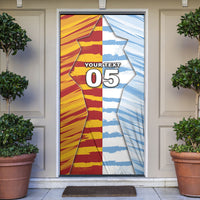 Custom Argentina And Spain Football Door Cover Split Flag Golden Trophy Grunge