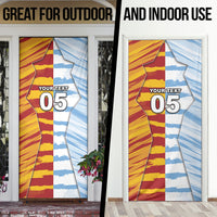 Custom Argentina And Spain Football Door Cover Split Flag Golden Trophy Grunge