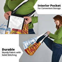 Argentina And Spain Football Grocery Bag Split Flag Golden Trophy Grunge