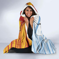 Argentina And Spain Football Hooded Blanket Split Flag Golden Trophy Grunge