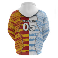 Custom Argentina And Spain Football Hoodie Split Flag Golden Trophy Grunge
