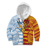Custom Argentina And Spain Football Kid Hoodie Split Flag Golden Trophy Grunge