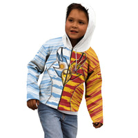Custom Argentina And Spain Football Kid Hoodie Split Flag Golden Trophy Grunge