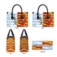 Argentina And Spain Football Leather Bag Split Flag Golden Trophy Grunge