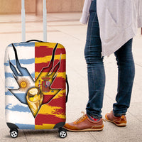Argentina And Spain Football Luggage Cover Split Flag Golden Trophy Grunge