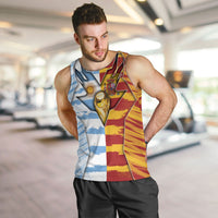 Custom Argentina And Spain Football Men Tank Top Split Flag Golden Trophy Grunge
