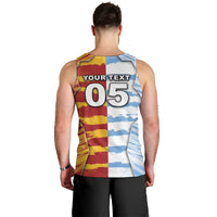 Custom Argentina And Spain Football Men Tank Top Split Flag Golden Trophy Grunge