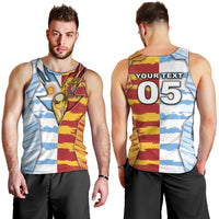 Custom Argentina And Spain Football Men Tank Top Split Flag Golden Trophy Grunge