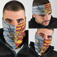 Argentina And Spain Football Neck Gaiter Split Flag Golden Trophy Grunge