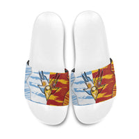 Argentina And Spain Football Slide Sandals Split Flag Golden Trophy Grunge
