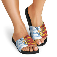 Argentina And Spain Football Slide Sandals Split Flag Golden Trophy Grunge