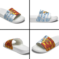 Argentina And Spain Football Slide Sandals Split Flag Golden Trophy Grunge