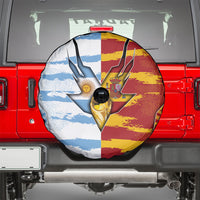 Argentina And Spain Football Spare Tire Cover Split Flag Golden Trophy Grunge