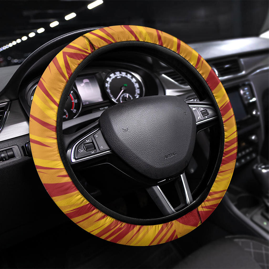 Argentina And Spain Football Steering Wheel Cover Split Flag Golden Trophy Grunge