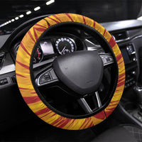 Argentina And Spain Football Steering Wheel Cover Split Flag Golden Trophy Grunge
