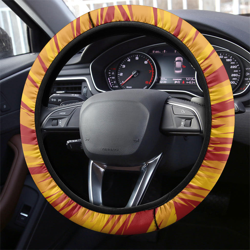 Argentina And Spain Football Steering Wheel Cover Split Flag Golden Trophy Grunge
