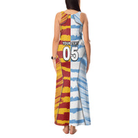 Custom Argentina And Spain Football Tank Maxi Dress Split Flag Golden Trophy Grunge
