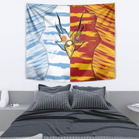 Argentina And Spain Football Tapestry Split Flag Golden Trophy Grunge
