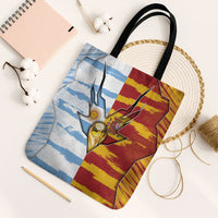 Argentina And Spain Football Tote Bag Split Flag Golden Trophy Grunge