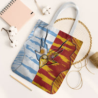 Argentina And Spain Football Tote Bag Split Flag Golden Trophy Grunge