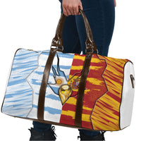 Argentina And Spain Football Travel Bag Split Flag Golden Trophy Grunge