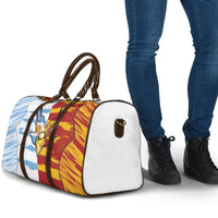Argentina And Spain Football Travel Bag Split Flag Golden Trophy Grunge