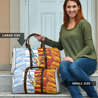 Argentina And Spain Football Travel Bag Split Flag Golden Trophy Grunge