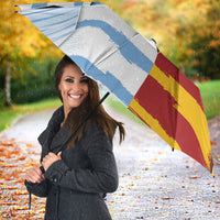 Argentina And Spain Football Umbrella Split Flag Golden Trophy Grunge