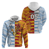 Custom Argentina And Spain Football Zip Hoodie Split Flag Golden Trophy Grunge