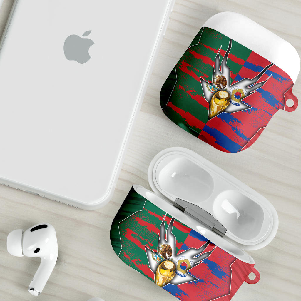 Mexico And Korean Football AirPods Case Split Flag Golden Trophy Grunge