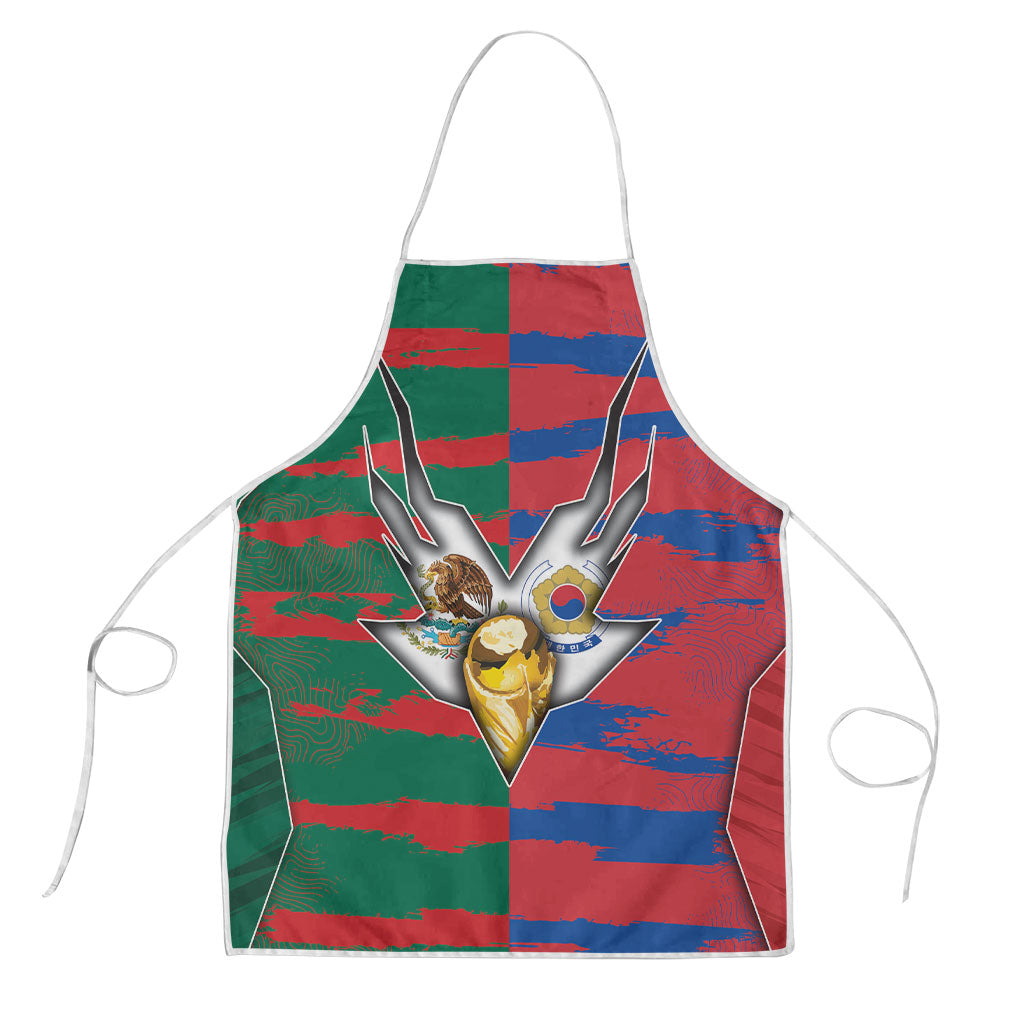 Mexico And Korean Football Apron Split Flag Golden Trophy Grunge