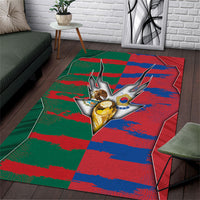 Mexico And Korean Football Area Rug Split Flag Golden Trophy Grunge