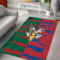 Mexico And Korean Football Area Rug Split Flag Golden Trophy Grunge