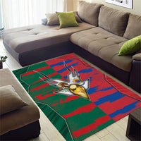 Mexico And Korean Football Area Rug Split Flag Golden Trophy Grunge