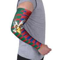 Custom Mexico And Korean Football Arm Sleeves Split Flag Golden Trophy Grunge