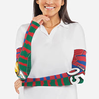 Custom Mexico And Korean Football Arm Sleeves Split Flag Golden Trophy Grunge