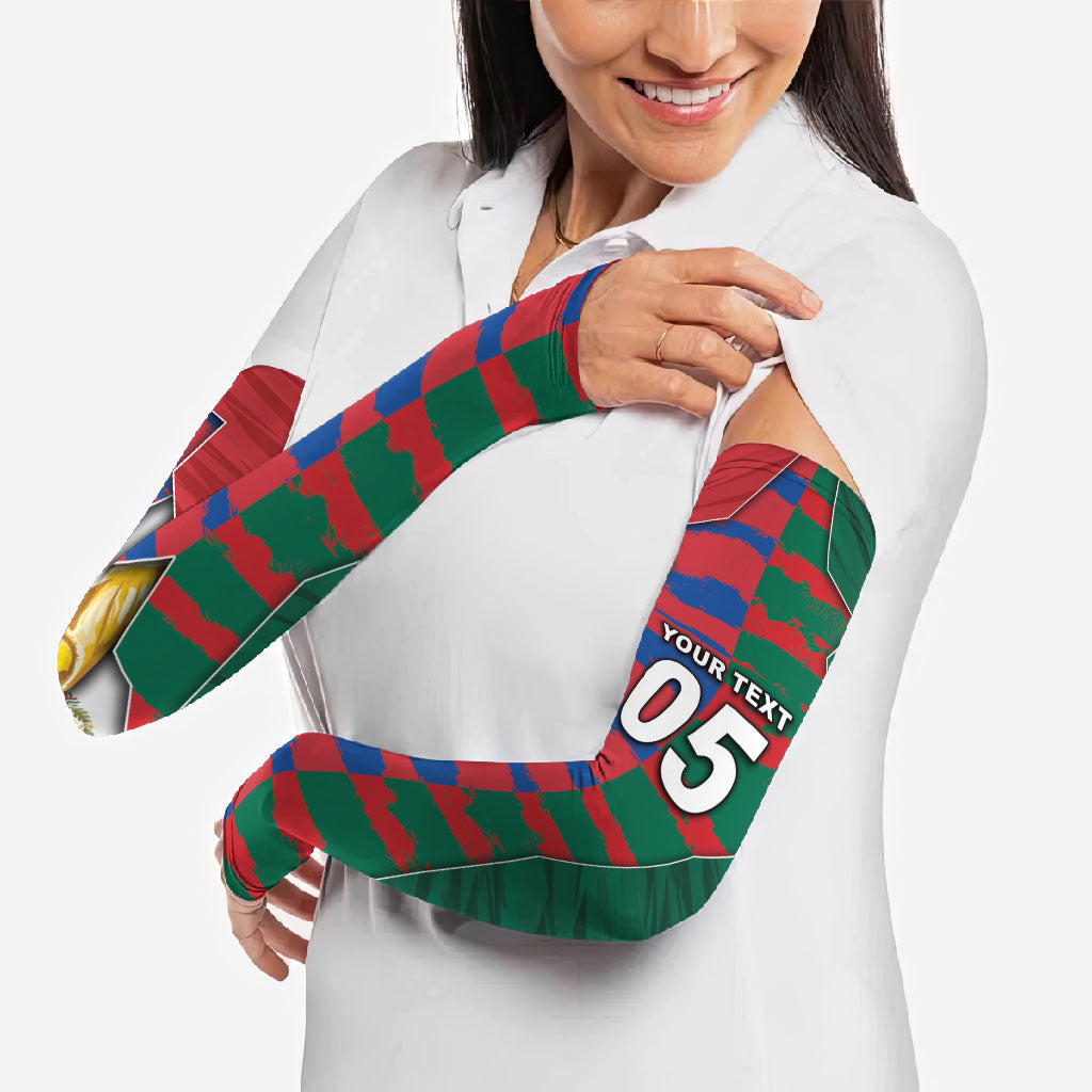 Custom Mexico And Korean Football Arm Sleeves Split Flag Golden Trophy Grunge