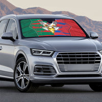 Mexico And Korean Football Auto Sun Shade Split Flag Golden Trophy Grunge