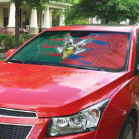 Mexico And Korean Football Auto Sun Shade Split Flag Golden Trophy Grunge