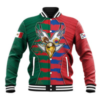 Custom Mexico And Korean Football Baseball Jacket Split Flag Golden Trophy Grunge