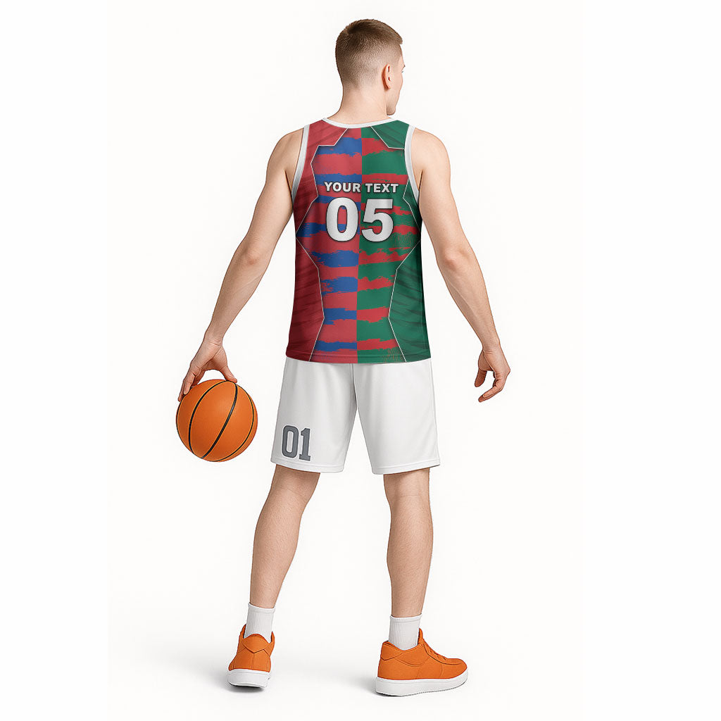 Custom Mexico And Korean Football Basketball Jersey Split Flag Golden Trophy Grunge