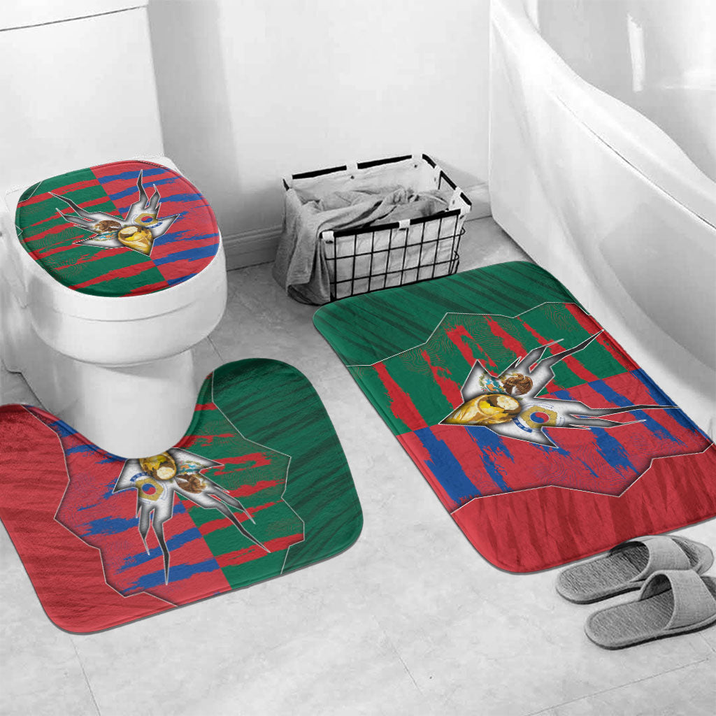 Mexico And Korean Football Bathroom Set Split Flag Golden Trophy Grunge