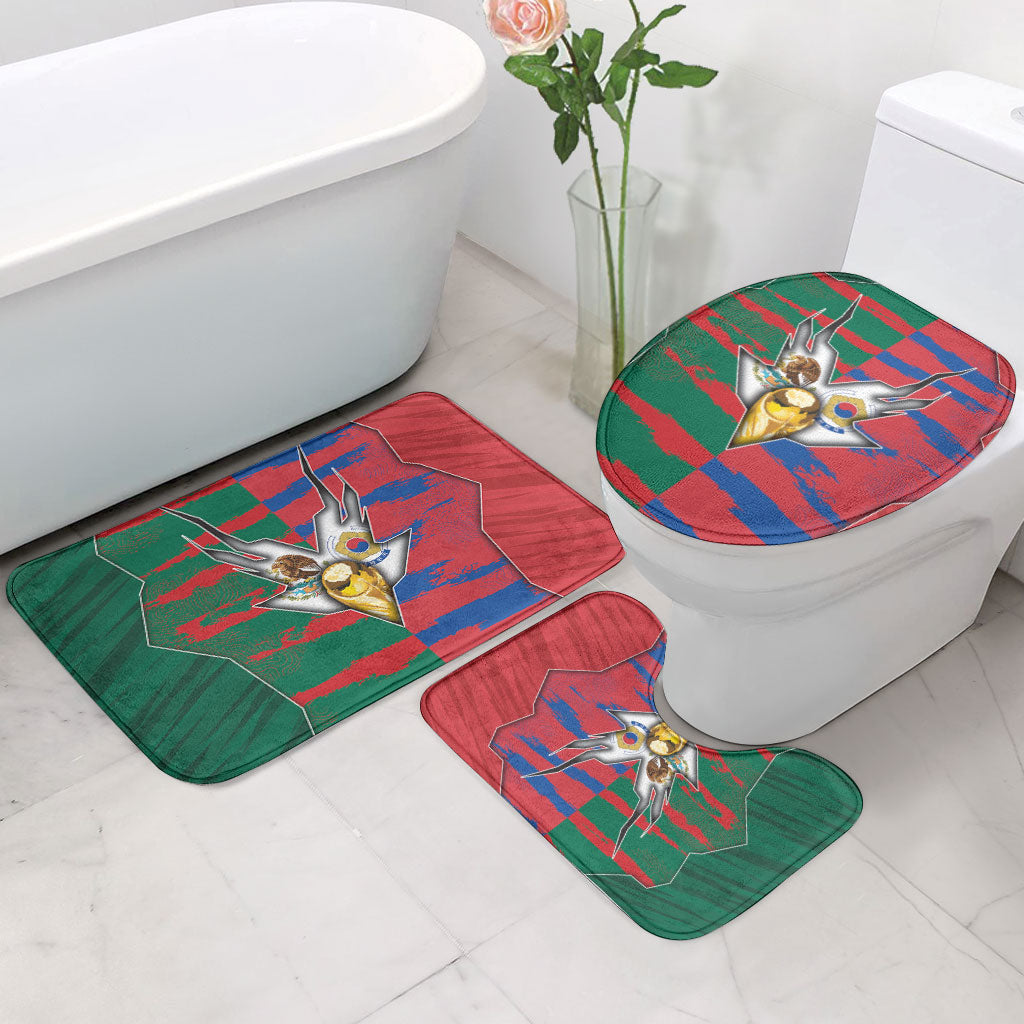 Mexico And Korean Football Bathroom Set Split Flag Golden Trophy Grunge