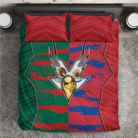Mexico And Korean Football Bedding Set Split Flag Golden Trophy Grunge
