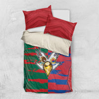 Mexico And Korean Football Bedding Set Split Flag Golden Trophy Grunge