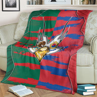 Mexico And Korean Football Blanket Split Flag Golden Trophy Grunge