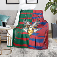 Mexico And Korean Football Blanket Split Flag Golden Trophy Grunge