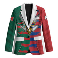 Custom Mexico And Korean Football Blazer Split Flag Golden Trophy Grunge