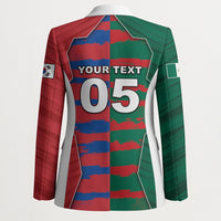 Custom Mexico And Korean Football Blazer Split Flag Golden Trophy Grunge