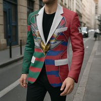 Custom Mexico And Korean Football Blazer Split Flag Golden Trophy Grunge